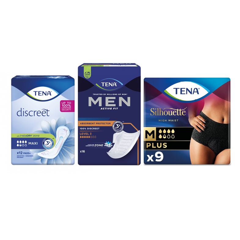 Combi Product: Tena Maxi - Men Active Fit Level 3 - Silhouette Plus Noir Large