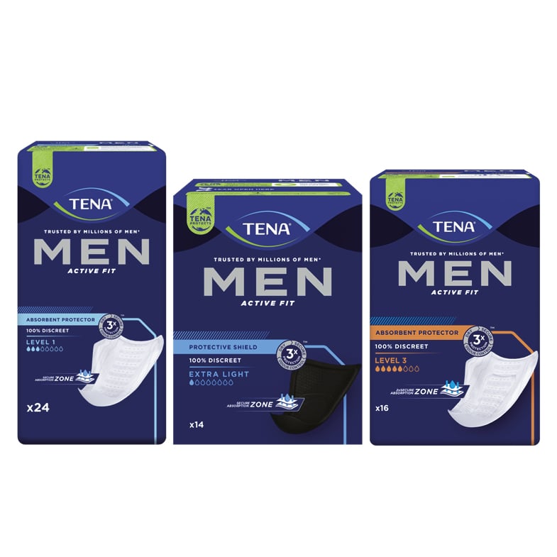 Combi Product: TENA Men (Active Fit) Level 1 + Protective Shield + Level 3