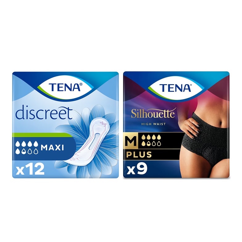 Combi Product: TENA Lady Discreet Maxi + TENA Silhouette Plus - High Waist - Noir - Medium
