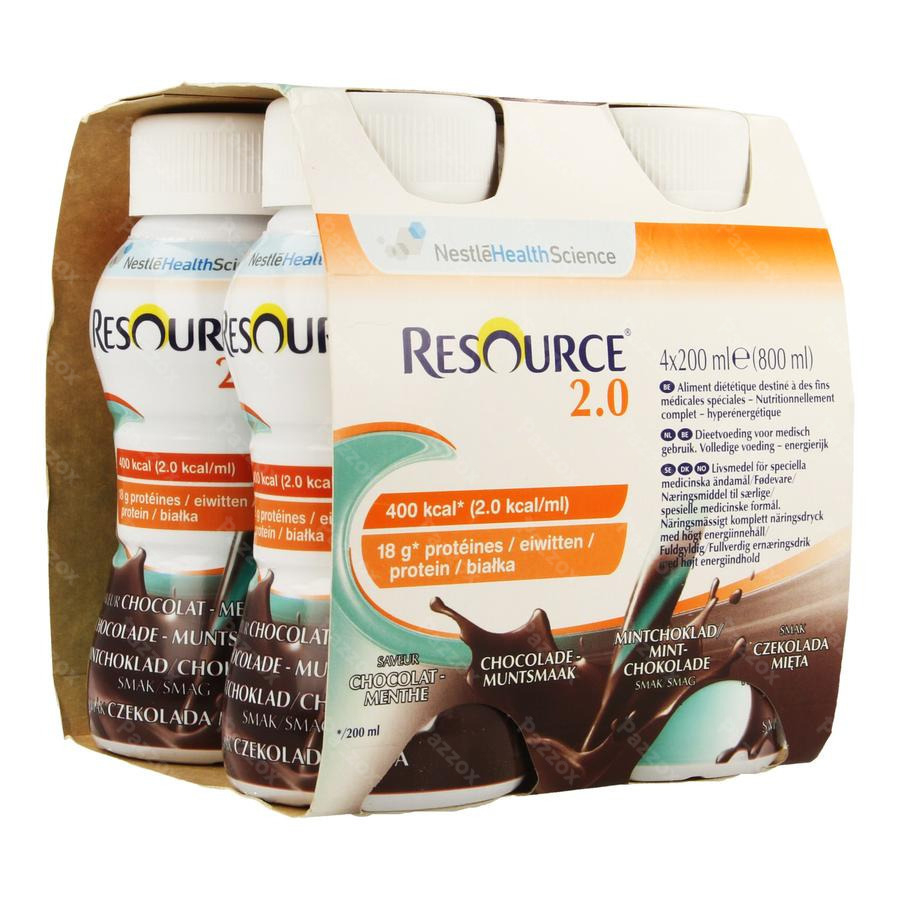 Nestle Resource 2.0 Chocolade - Mint 4x200ml