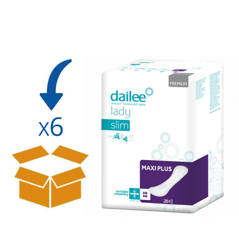 Dailee Lady Premium Slim Maxi Plus - 6 pakken van 28 stuks - inlegkruisje