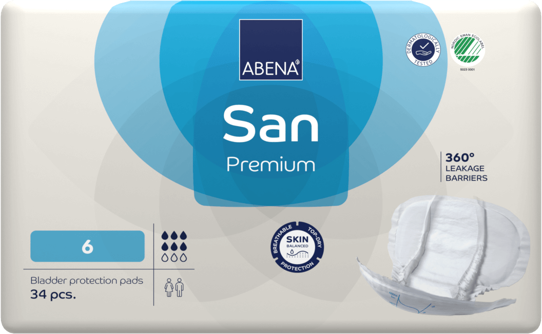 ABENA San 6, 34x Absorberende Inlegger, Pak, te Dragen in aansluitend Ondergoed- Voor Lichte tot Matige Urineverlies - Absorptie 1600 ml, lichtblauw