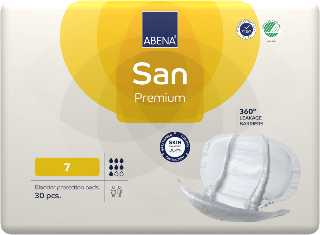 ABENA San 7, 30x Absorberende Inlegger, Pak, te Dragen in aansluitend Ondergoed- Voor Lichte tot Matige Urineverlies - Absorptie 2100 ml, geel