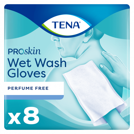 TENA ProSkin Wet Wash Glove Zonder Parfum - 8 stuks