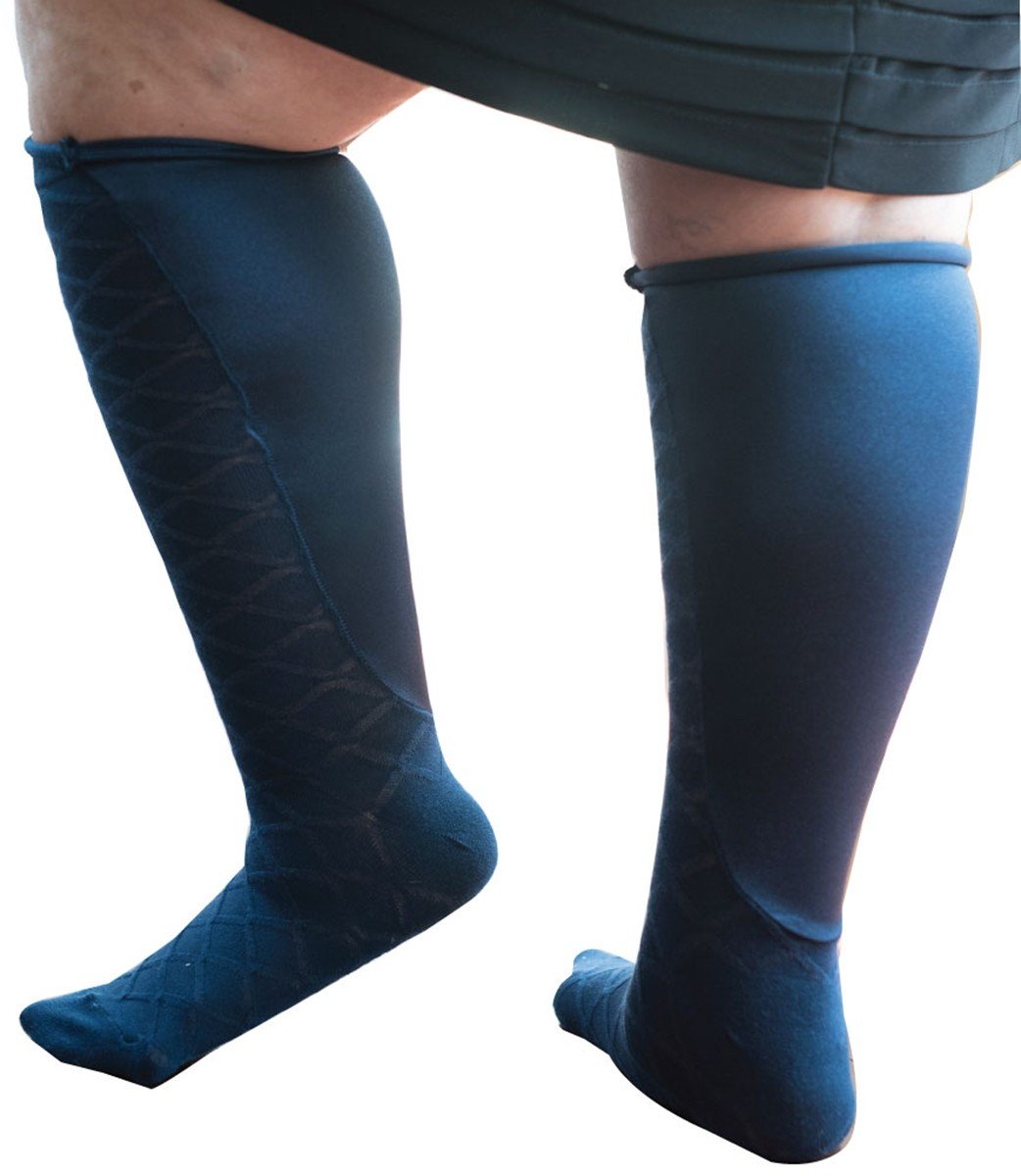 Xpandasox Dames - ruit panty - kniehoogte - Blauw - 35 - 41