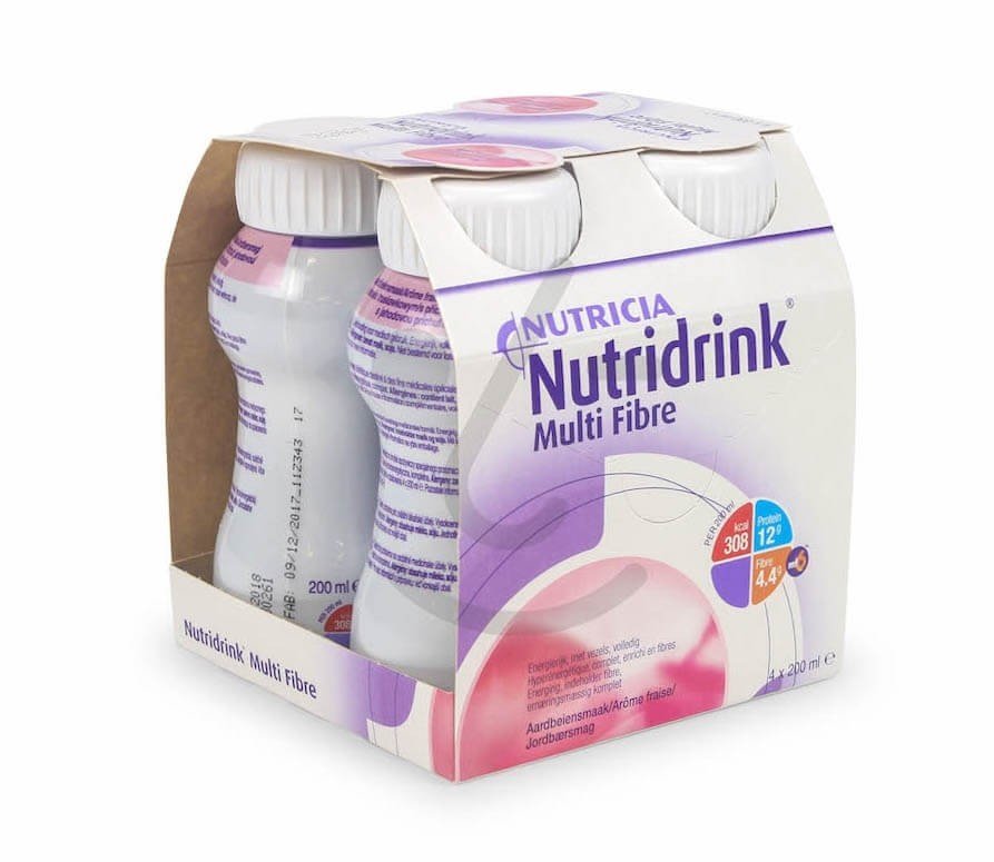 Nutridrink Multi Fibre Aardbei 4x200ml