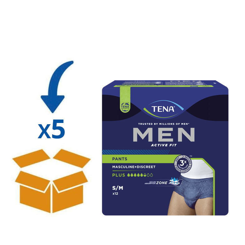 TENA Men Active Fit Plus - S/M - 5 pakken - 60 stuks
