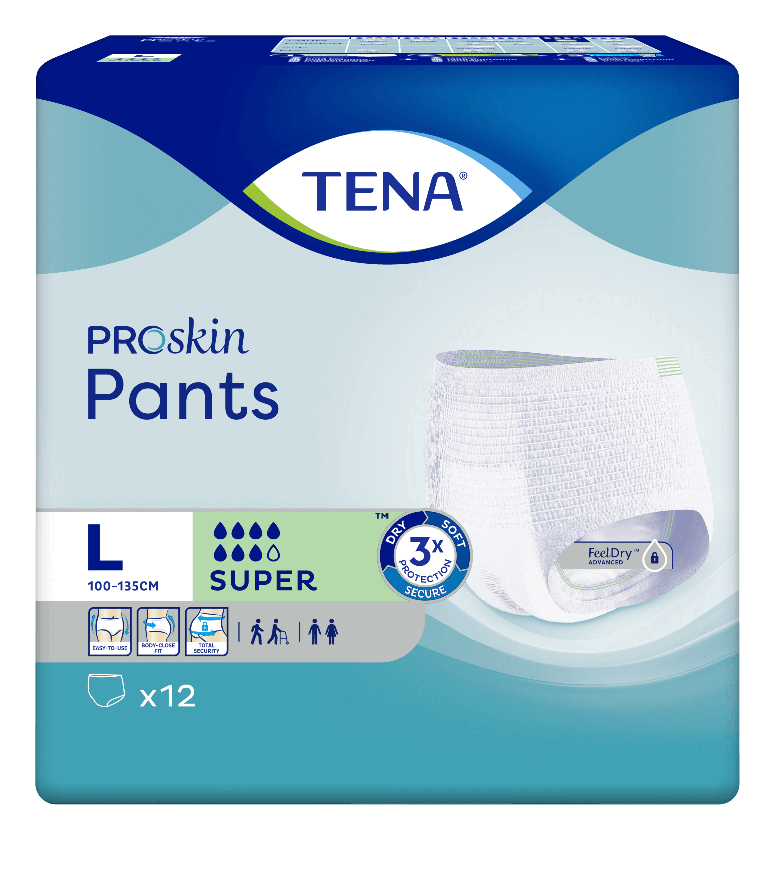 4x TENA ProSkin Pants Super Large - 12stuks/pak