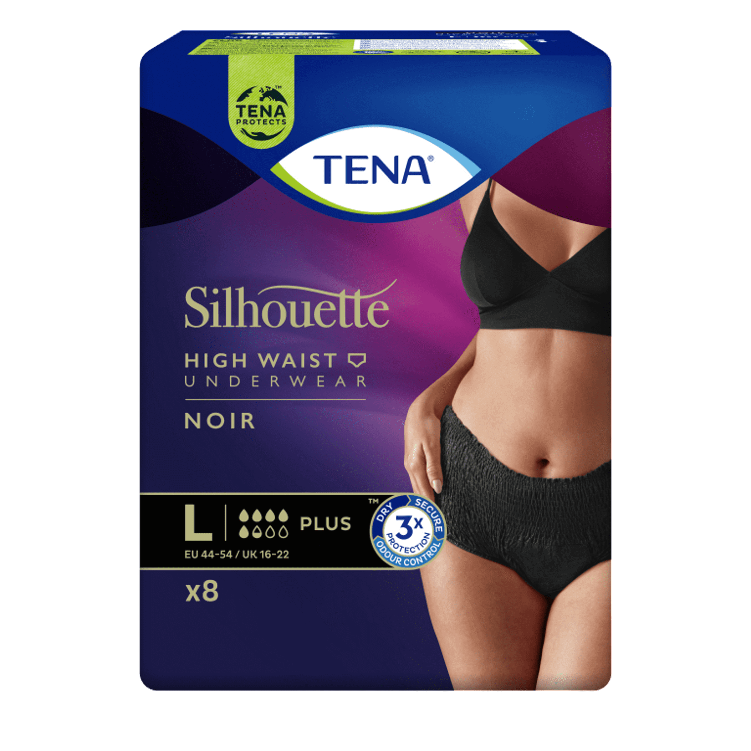 Tena Silhouette Plus Noir - Hoge Taille Large - 4 pakken van 8 stuks